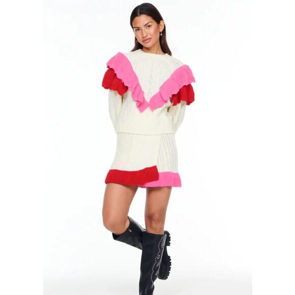 NWT Never Fully‎ Dressed Women’s Ruffle Cable Knit Sweater & Skirt Set Size - Picture 1 of 12
